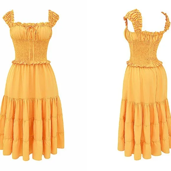 House of CB 'Phedra' Tangerine Shirred Maxi Sundress NWOT - Picture 6 of 10